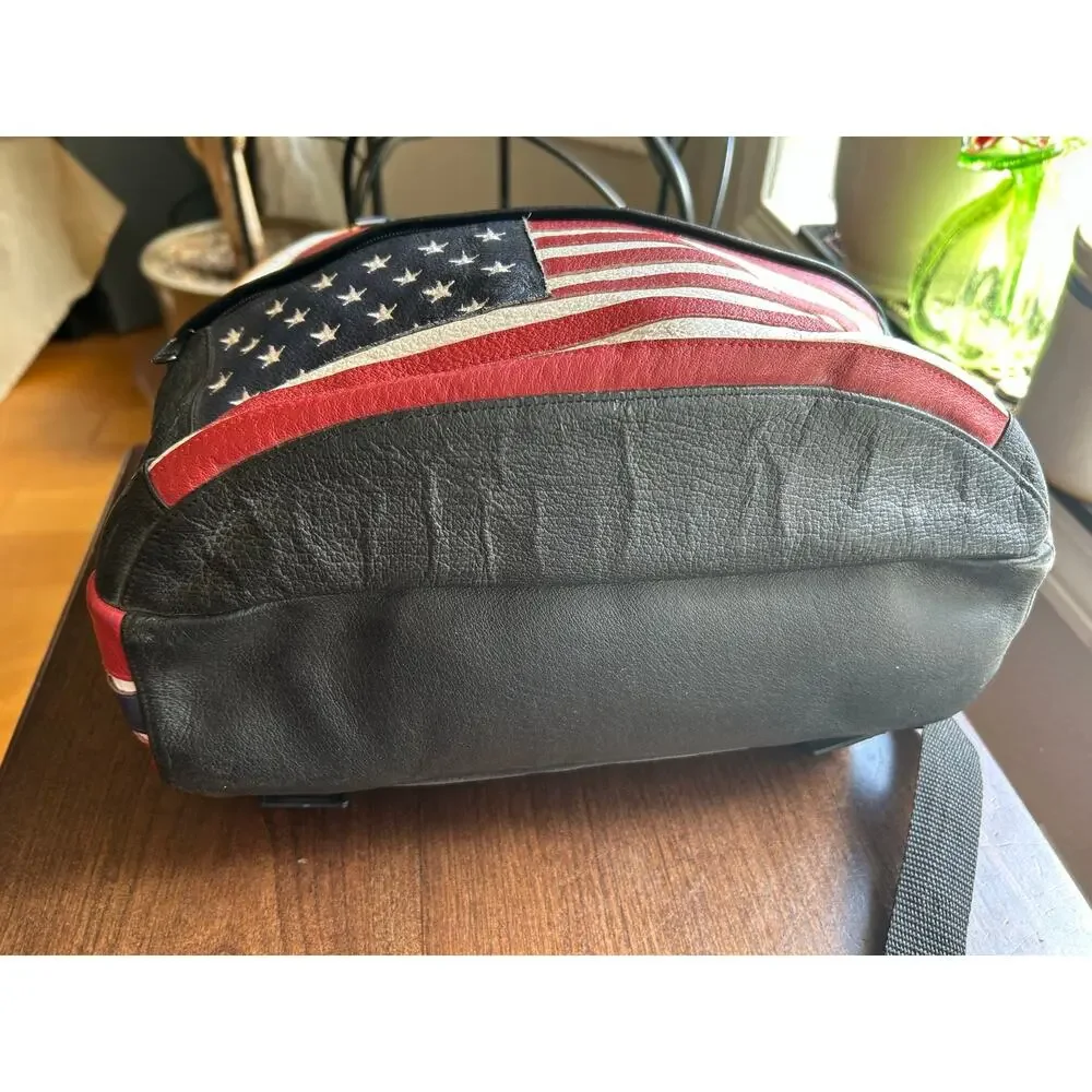 Vintage Wilsons Leather Multi-National backpack leather flag USA Japan Canada